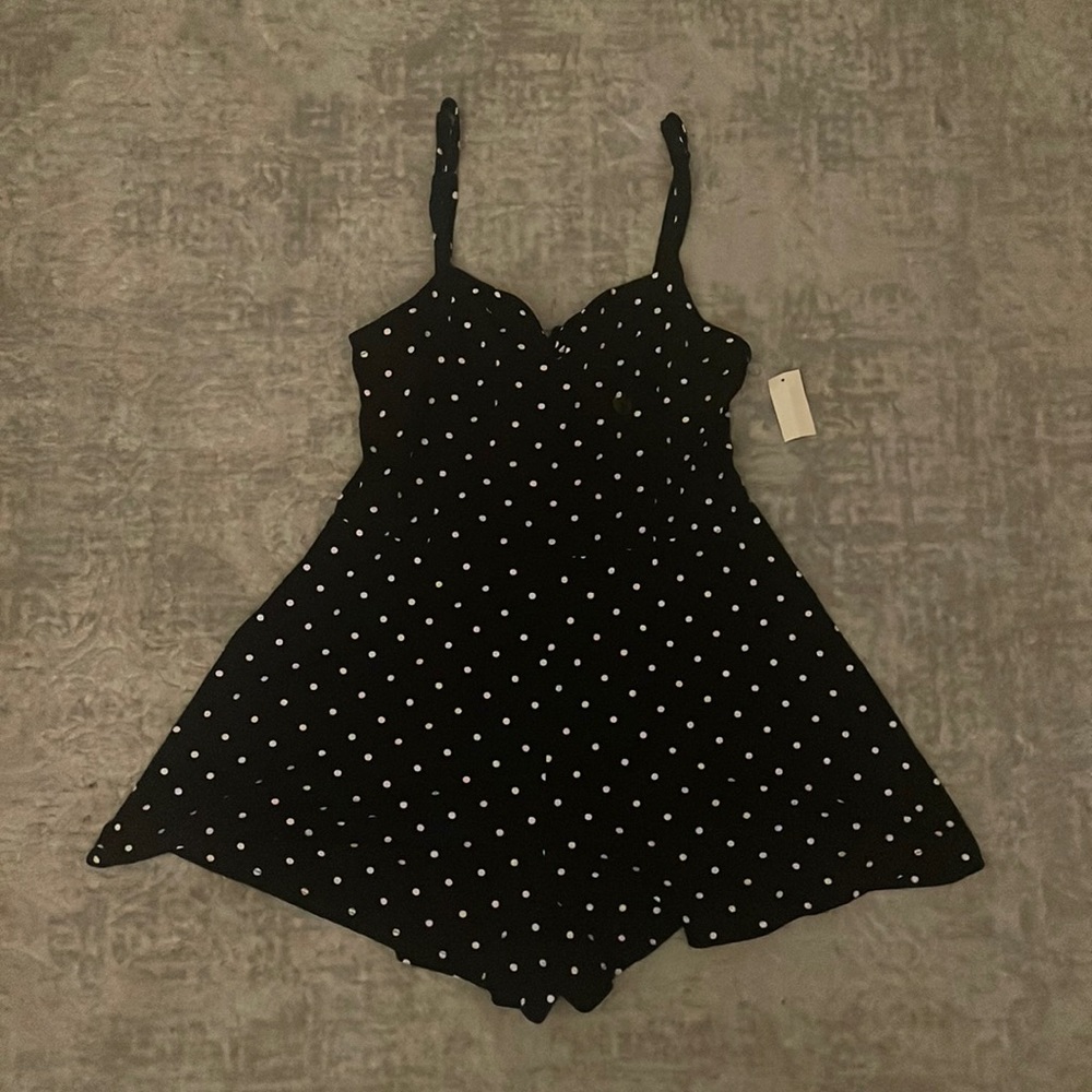 Navy Blue Polka-Dot Romper